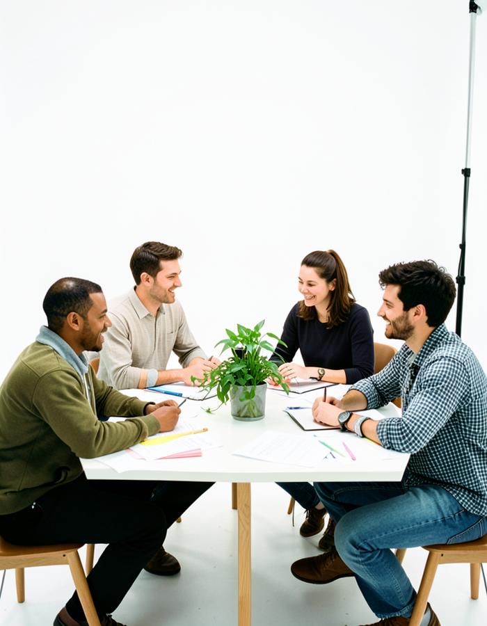 Team arbeitet mit Notizen an einem Tisch zusammen