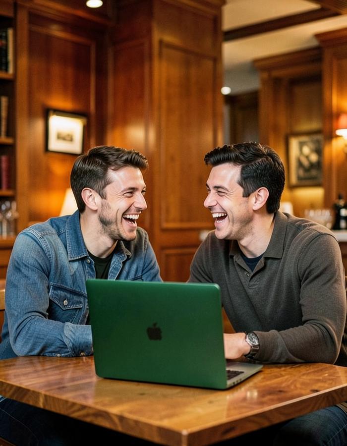 Zwei Mitglieder arbeiten gemeinsam an einem Tisch